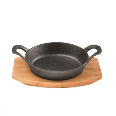 Cast Iron 12cm Round Pan with Maple Tray